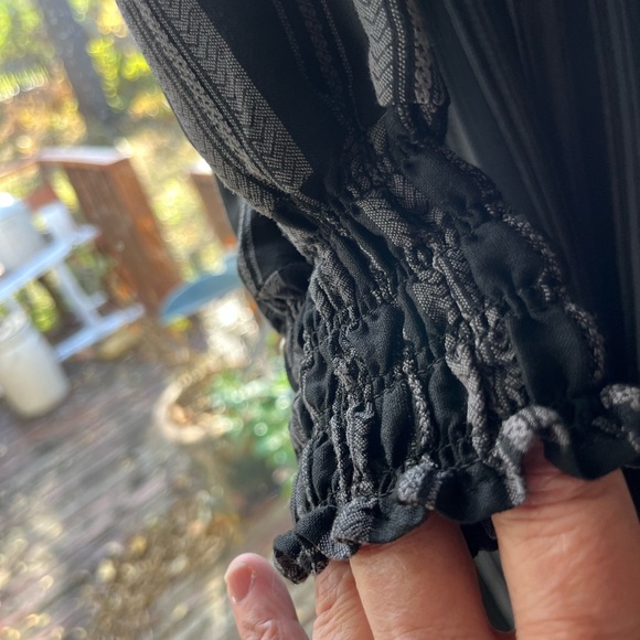 Black Grey‎ Stripe Tiered Ruffled Maxi Dress Terra Sky - Picture 4 of 7